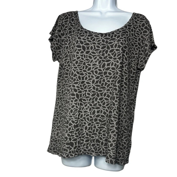 Fresh Produce Womens XL Round Neck Tee Shirt Gray Geometric Short Sleeve - Picture 2 of 7